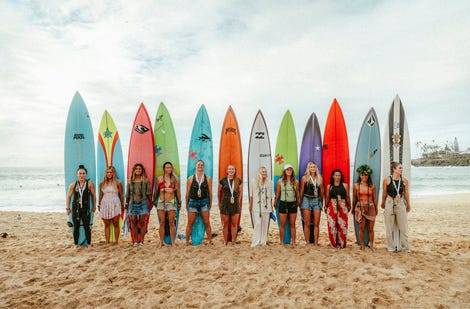 Womens contestants with their boards