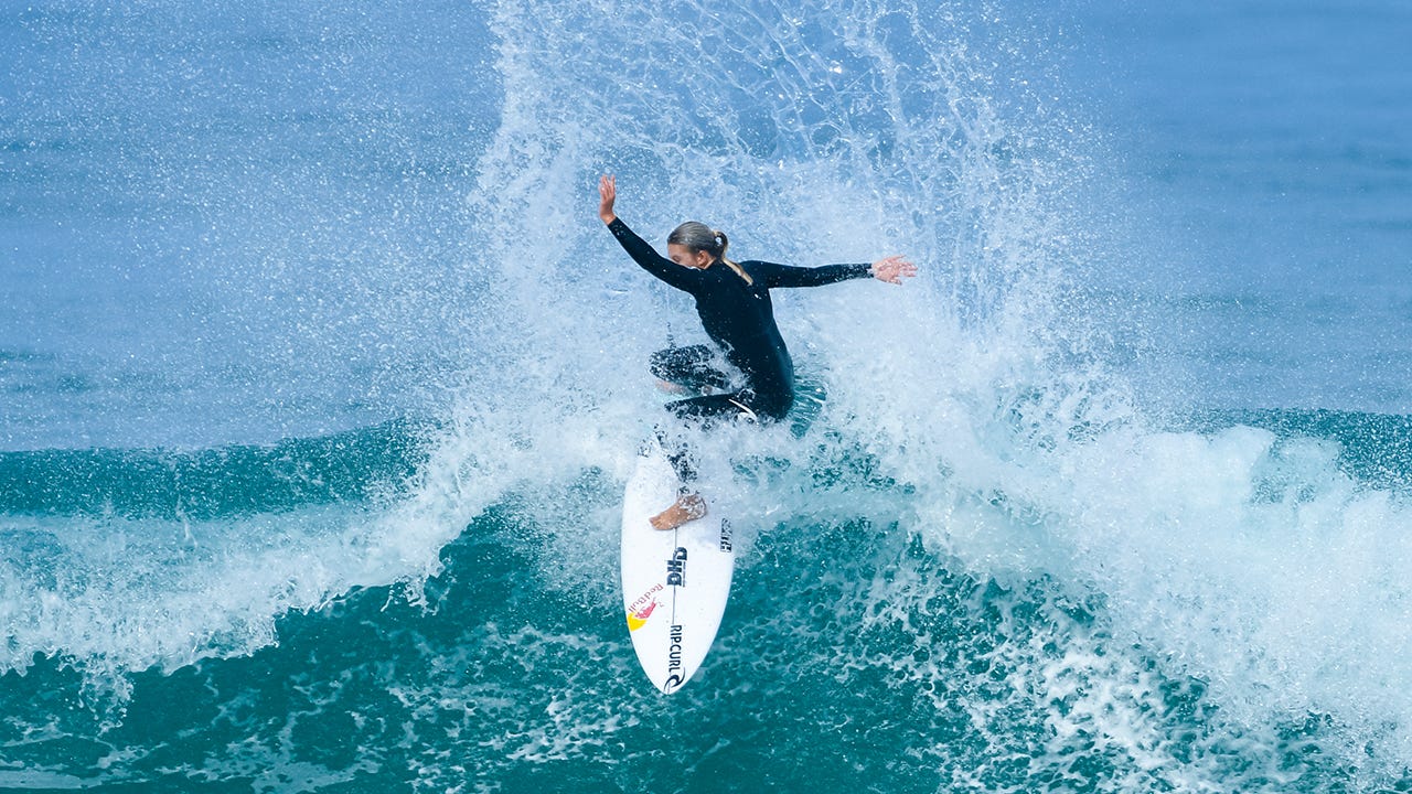 Alyssa Spencer surfing in Johanna