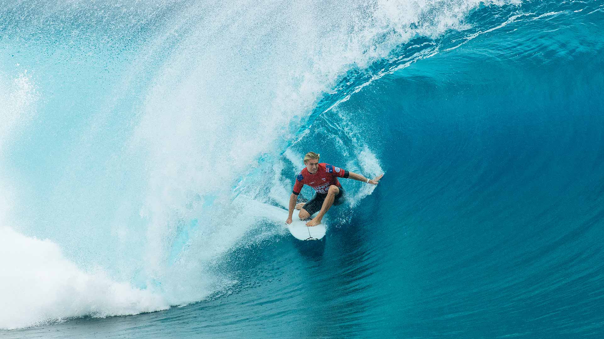 Ethan Ewing surfing in his heat