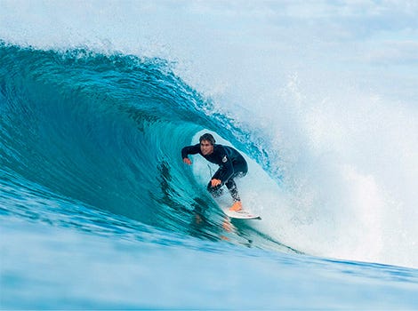 Morgan Cibilic getting barrelled by a wave