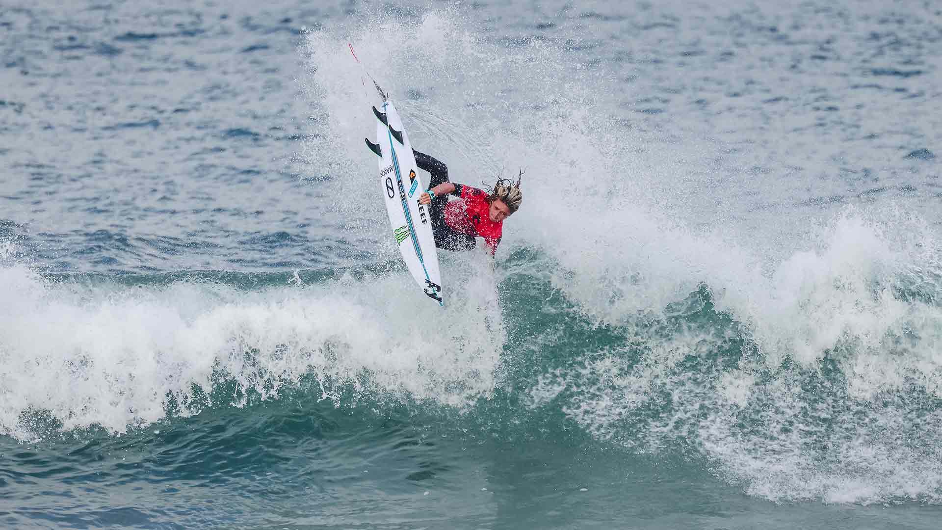 Jackson Dorian surfing his heat in Hawaii