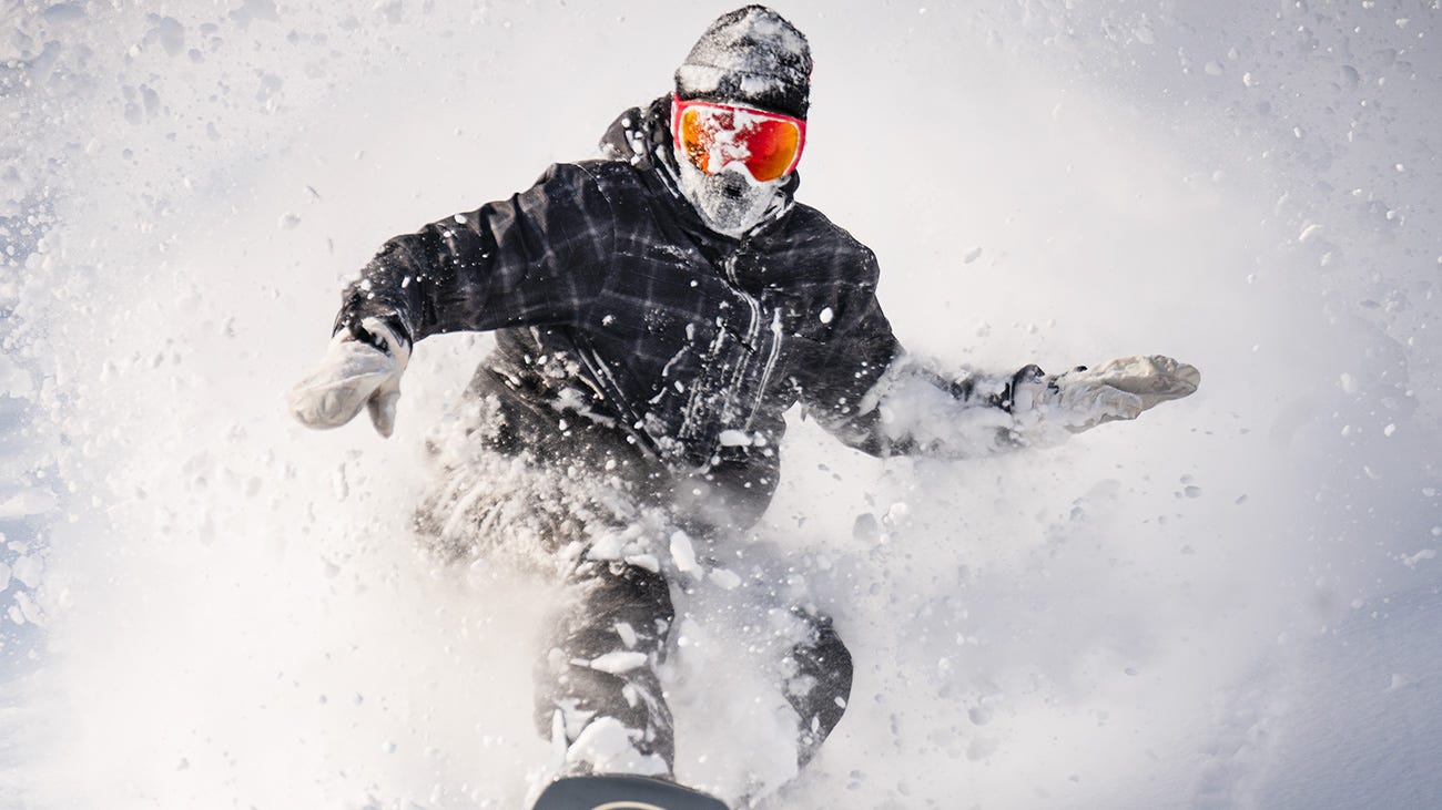 Close up image of Rip Curl snowboarder