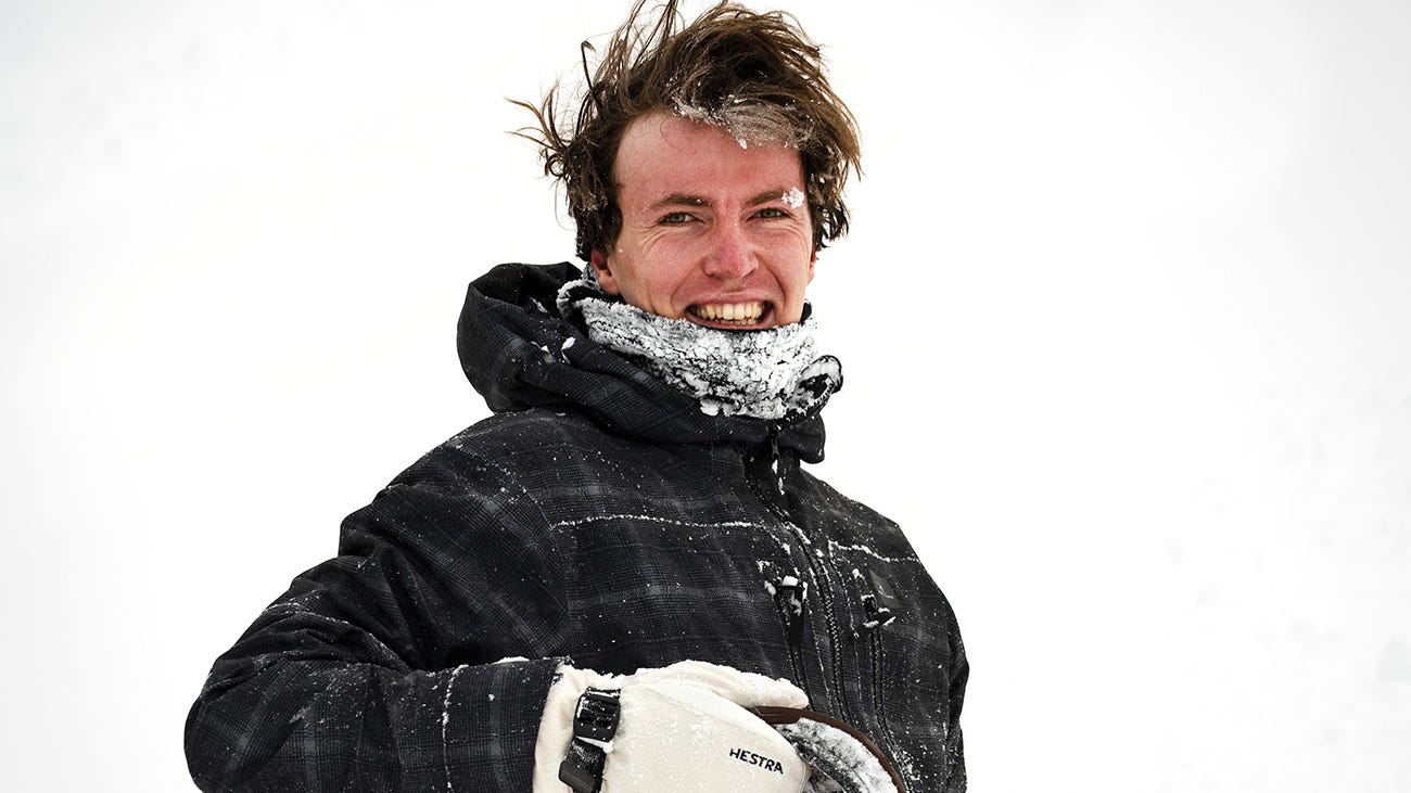 Close up portrait image of Rip Curl snowboarder