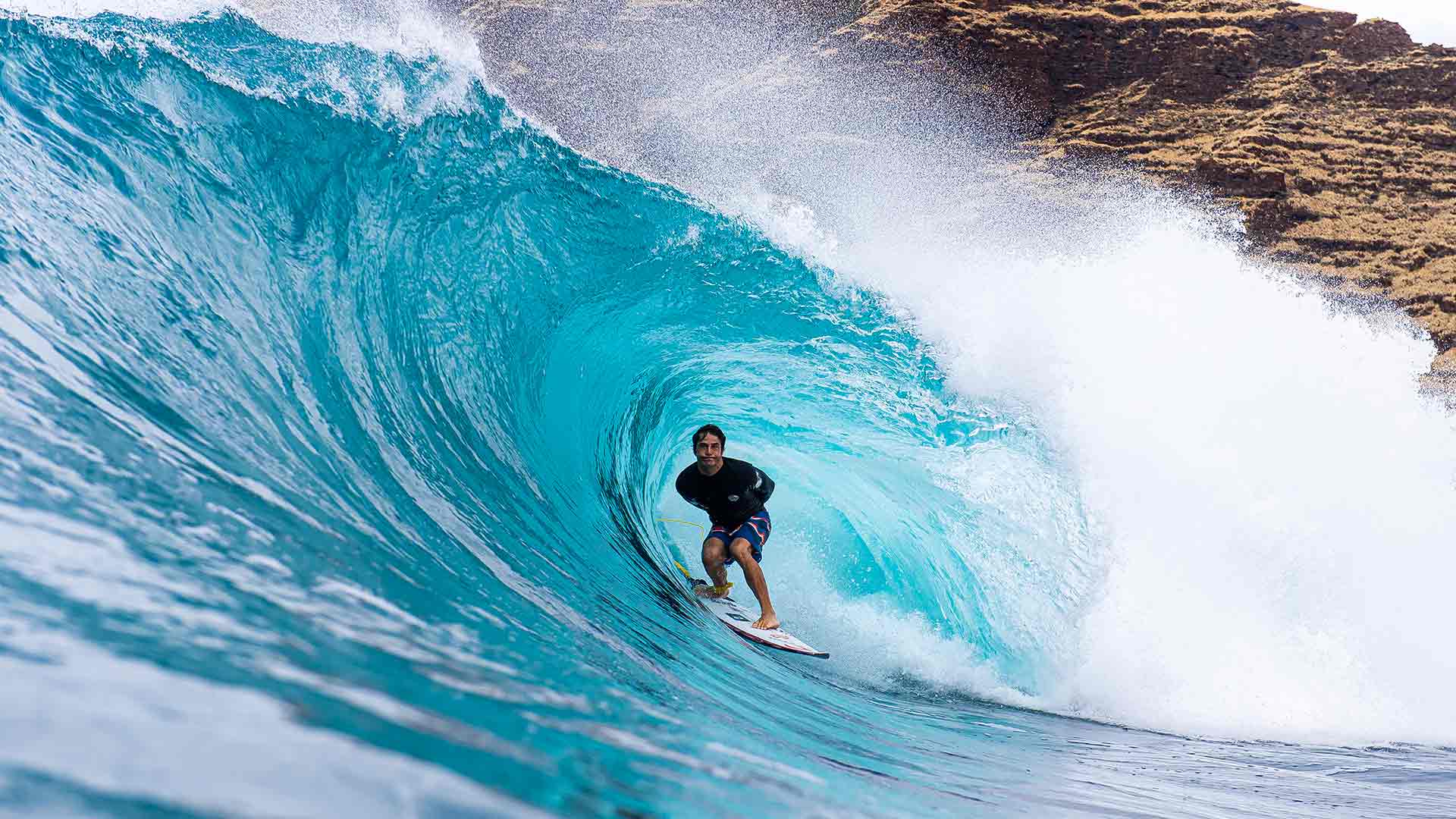 Mason Ho getting barrelled in Hawaii